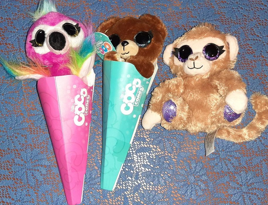 COCO CONES miś,  ptak ,małpa 3 sztuki NOWE