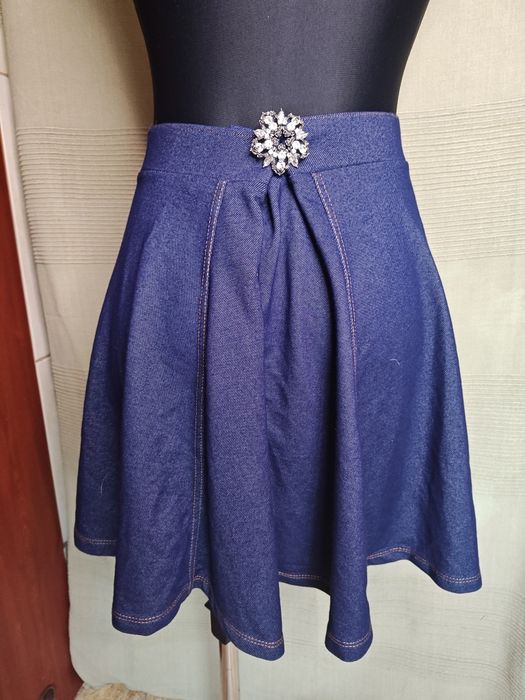 Spódnica denim, wygodna, sportowa, granatowa