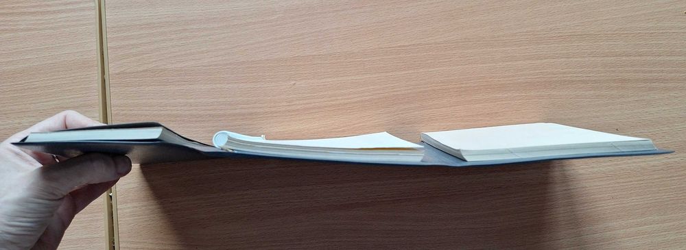 Vintage szara teczka trzyskrzydłowa kołonotatnik A5 notes Introdruk
