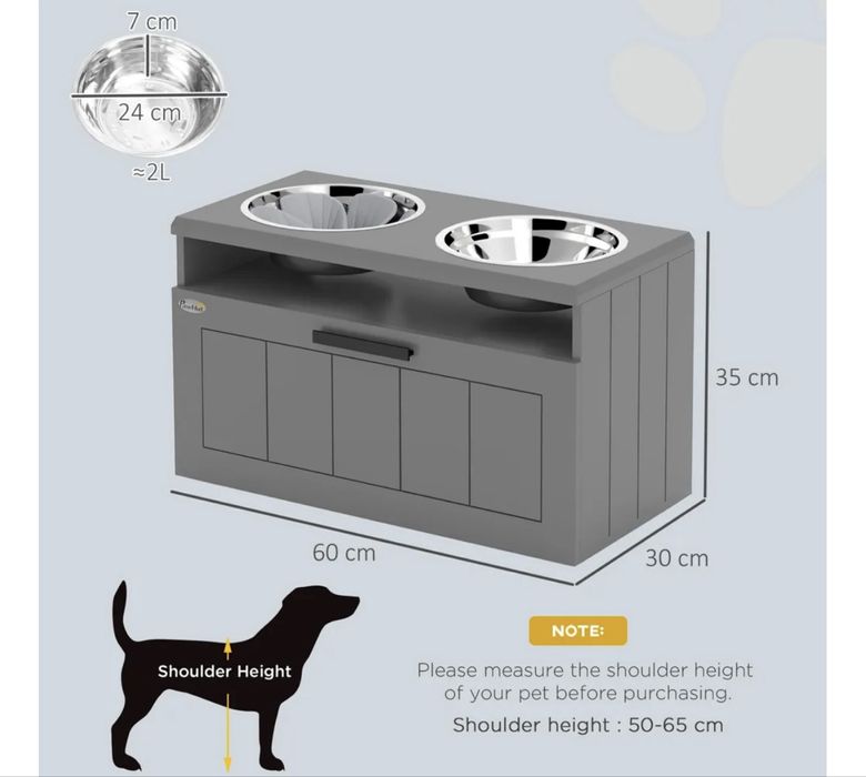 Podwyższona miska dla psa PawHut