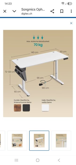 Biurko z elektryczną  regulacja  wysokosci 140na 60