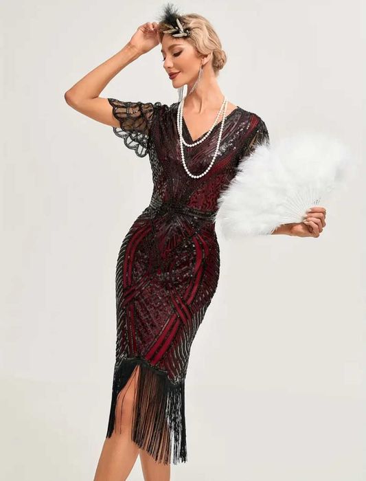 Nowa sukienka Flapper Gatsby RETRO cekiny, r. M Sylwester wesele karnawał