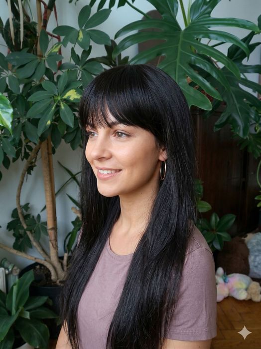 Czarna peruka ciemny brąz czarny włosy ludzkie naturalne długa 100%