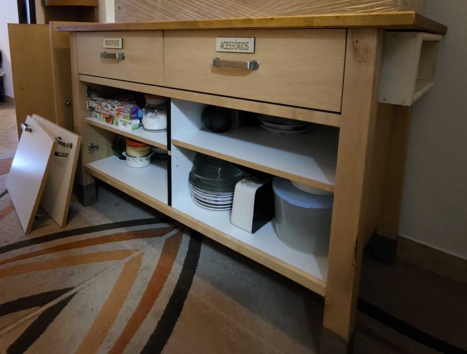 Bancada de cozinha tampo madeira IKEA 150x50x97 cm