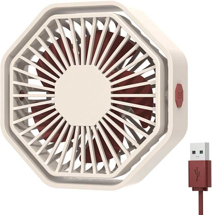 Wentylator USB, mini wentylator 360° 3 prędkości cichy sześciokątny