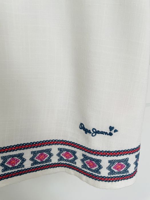 Pepe Jeans luźna biała bluzka tunika hafty 36-38 S M boho hippie