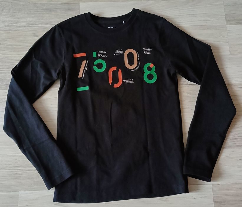 Name it bluzka z długim rękawem czarna bawełna 146-152cm