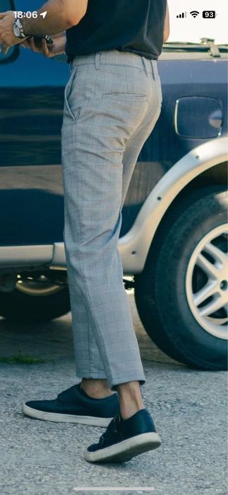 Calça aos quadrados - casual/chique