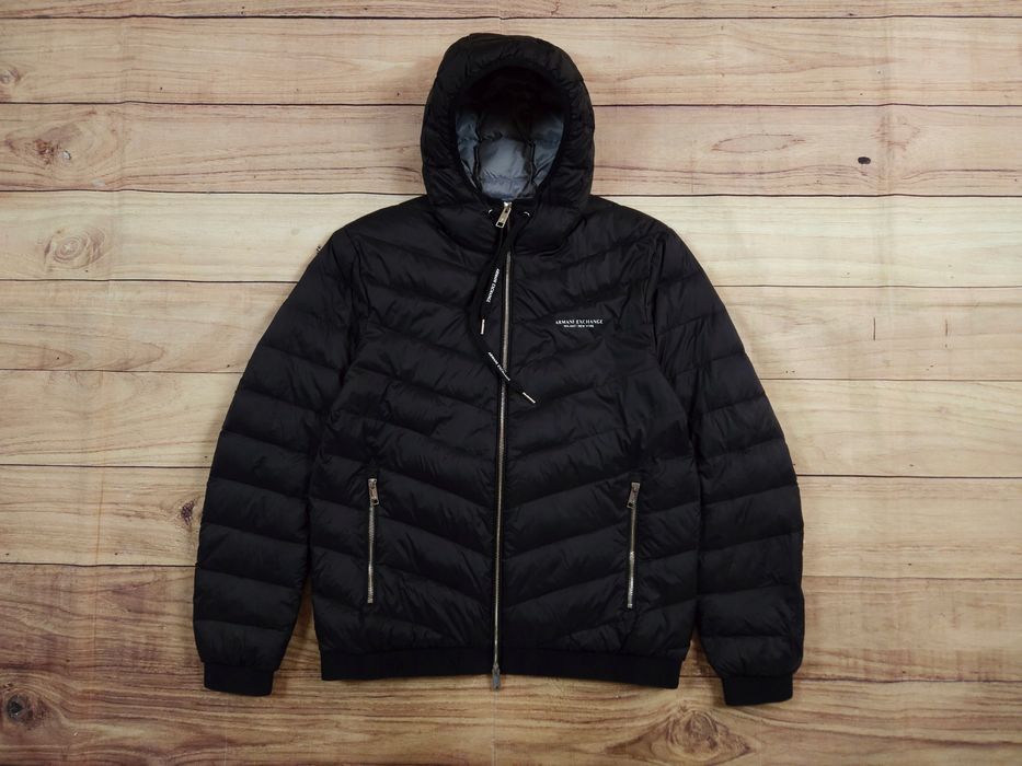 ARMANI EXCHANGE Kurtka Puchowa Męska Czarna Logo r. M