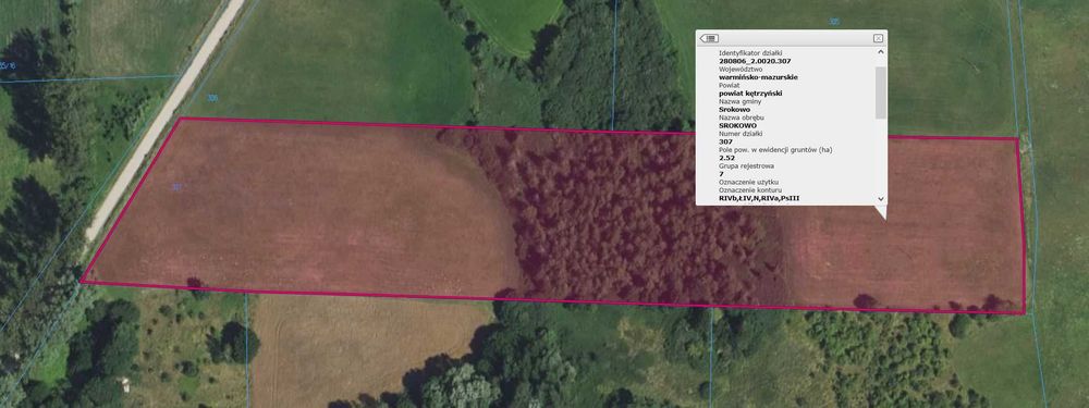 Działka 2.52ha w okolicy Srokowa