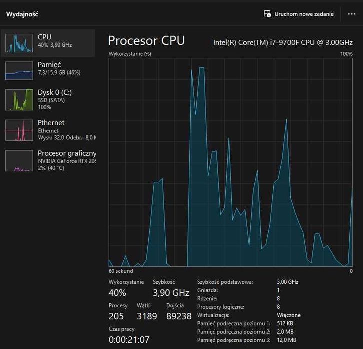 Komputer do gier i7-9700F RTX 2060 16Gb RAM 3600MHz SSD 500Gb
