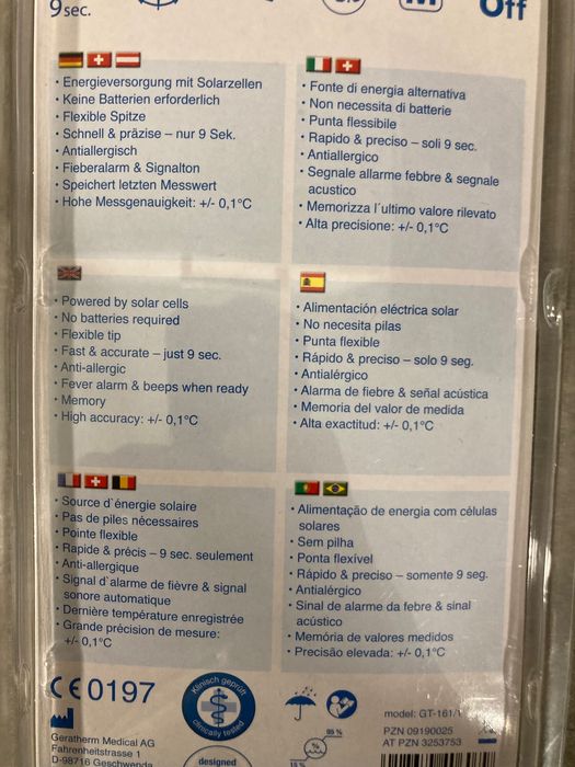 Termómetro digital clínico solar
