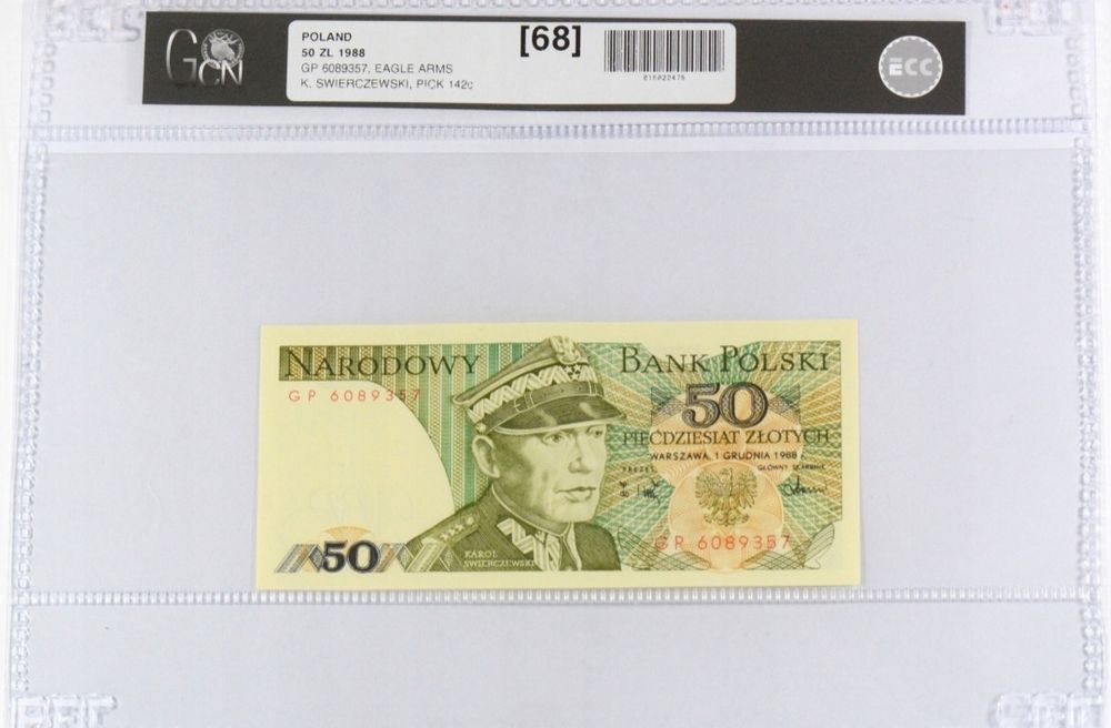 Banknot 50 zł 1988 K. Świerczewski Grading GCN 68