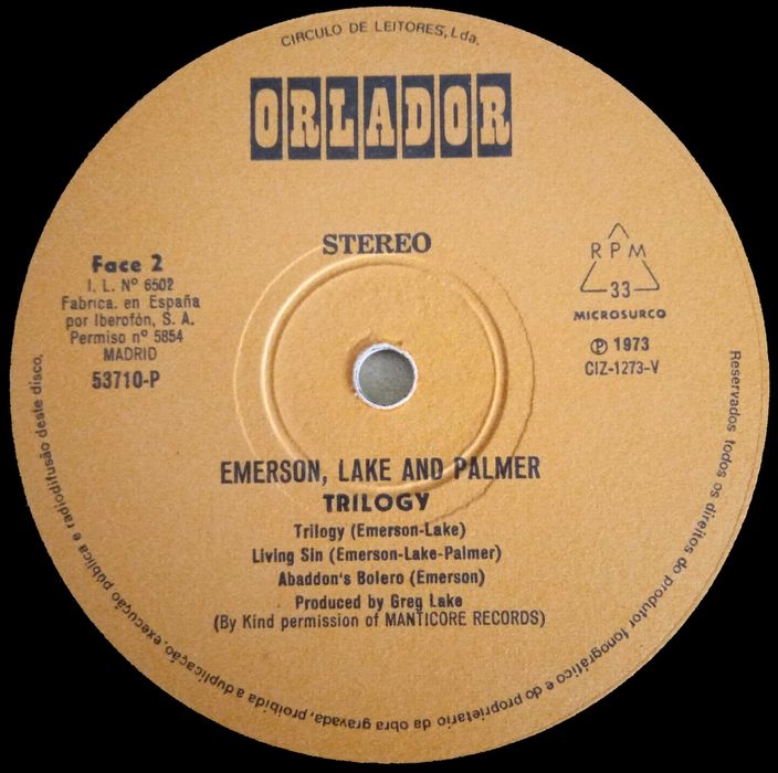Emerson, Lake & Palmer	- - - - -	Trilogy	- - - - -	LP