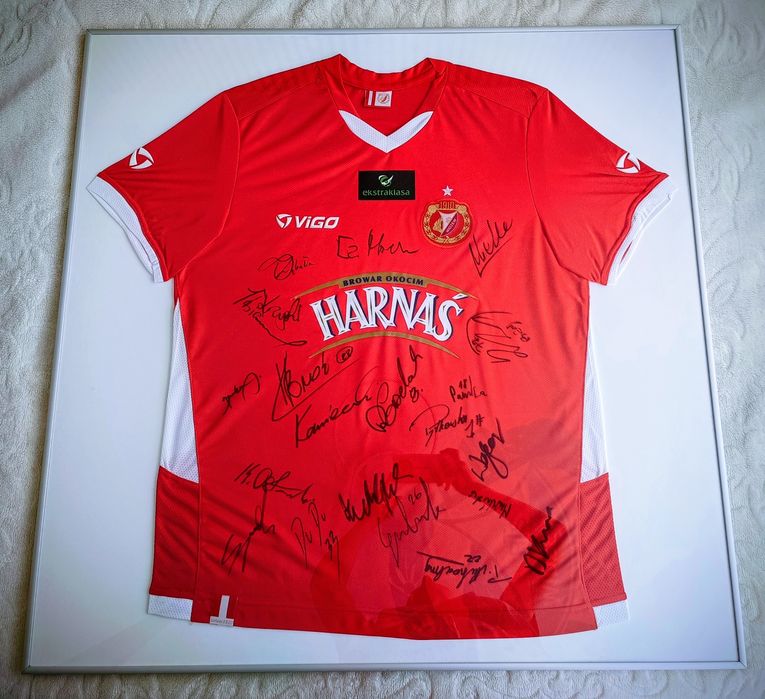 Koszulka piłkarska Widzew Łódź w antytamie z autografami