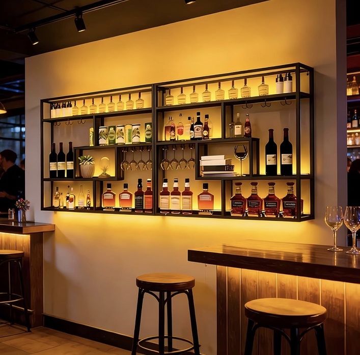 Parteleira de garrafas para bar