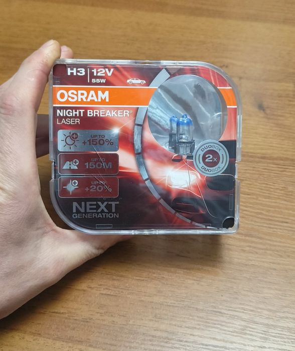 Галогенные лампочки OSRAM H3, 12v, 55w, +150%