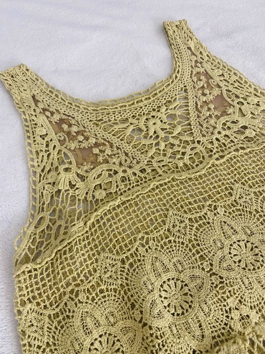 Beżowy ażurowy top boho 36 (S)