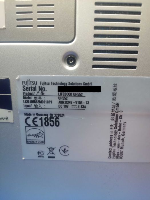 Portátil Fujitsu LIFEBOOK UH552 - i5 - 8Gb - SSD