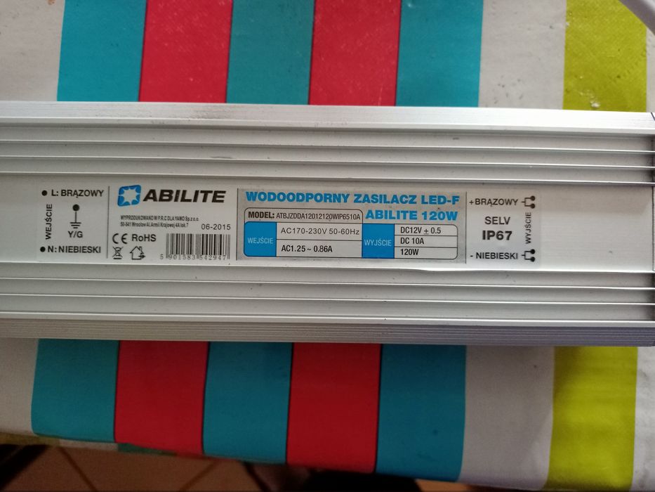 zasilacz wodoodporny LED 120w 10a
