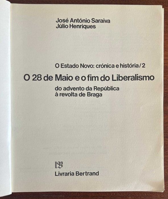 Livro antigo O 28 de Maio e o fim do liberalismo 1978