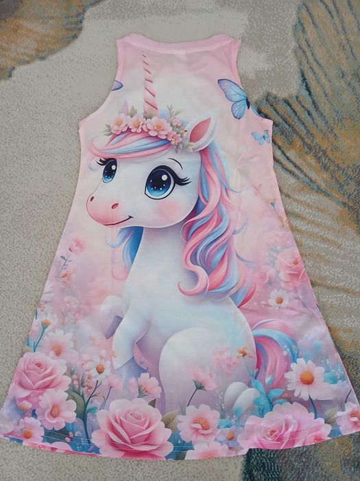 Vestido Unicórnio de menina NOVO