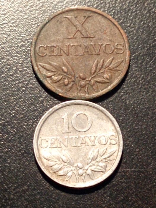 2 moedas de 10 X centavos	- Republica Portuguesa 1967 e  1979	Belas