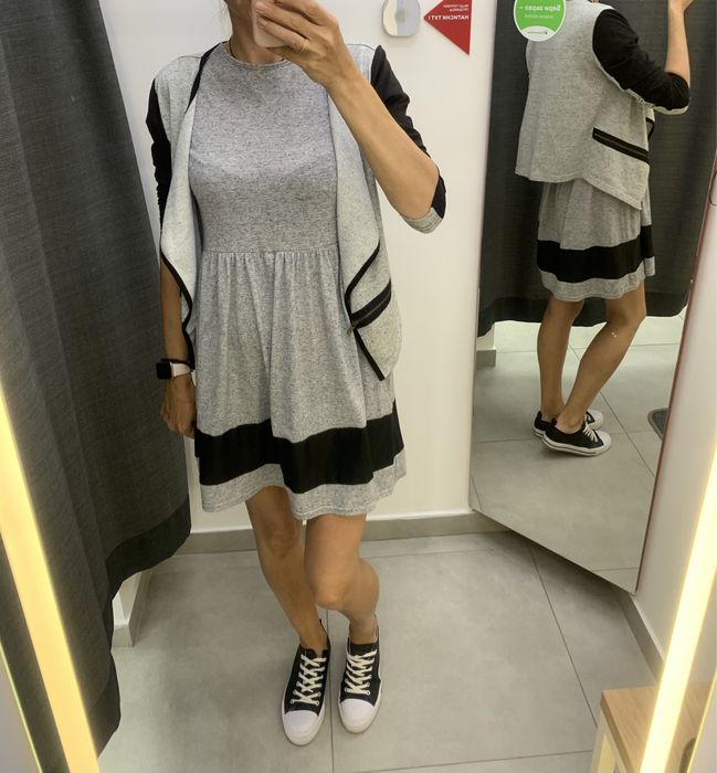 Комплект серый меланж платье и кардиган-кофта Vero Moda S