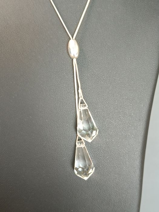 Srebrny naszyjnik krawatka z kryształkami dł.47cm+5+7 srebro próby 925