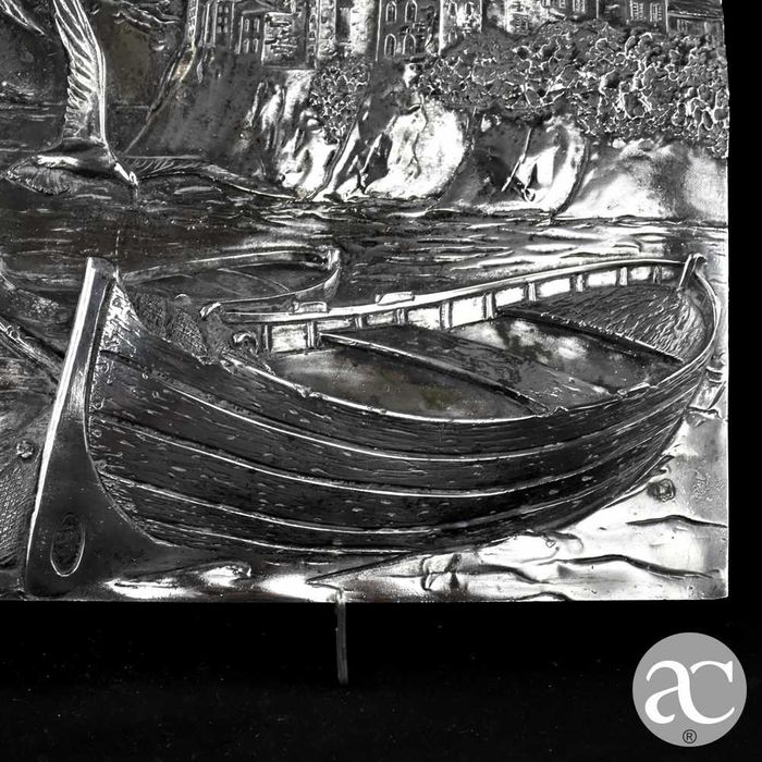 Placa / quadro em relevo, prata laminada italiana 925