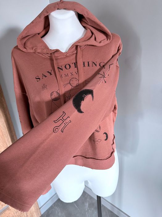 H&M stylizowana bluza z kapturem brudny róż rozm. S