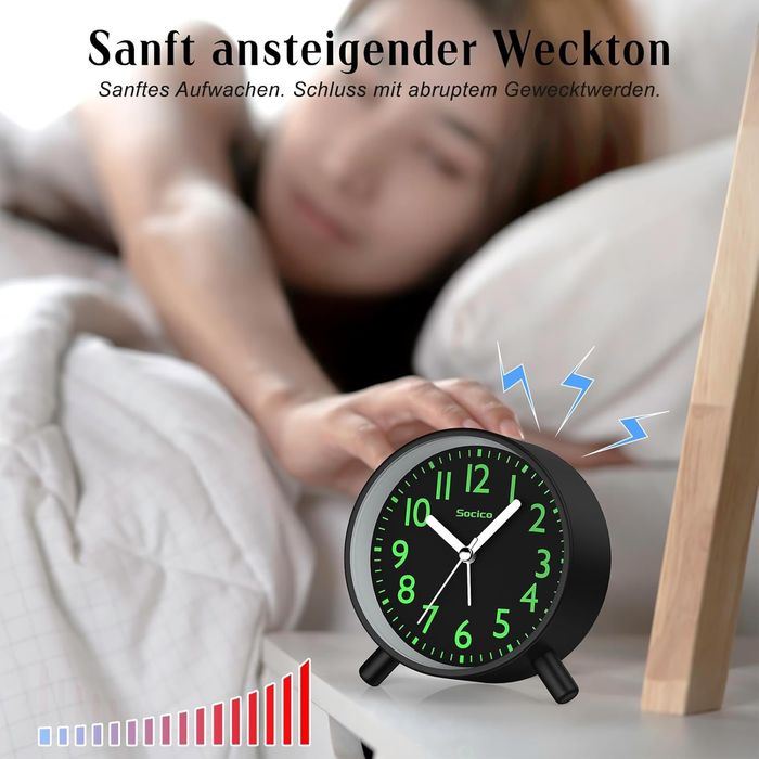 Аналоговый безшумний  + будильник SOCICO, круглый ретро-металлический