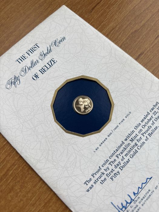 Золота монета Беліз 50 Dollar 1981 Franklin Mint Proof + сертифікат