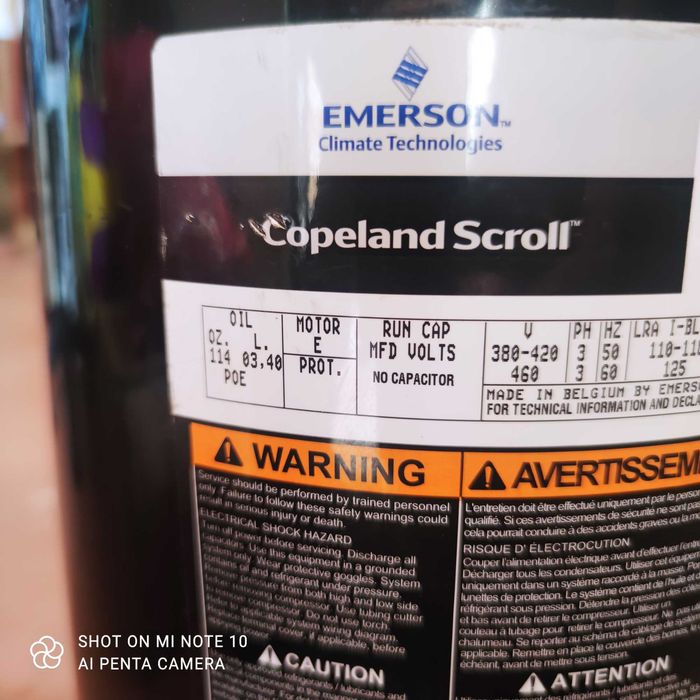 Compressor refrigeração industrial Copeland Scroll ZP120 KCE TFD-455