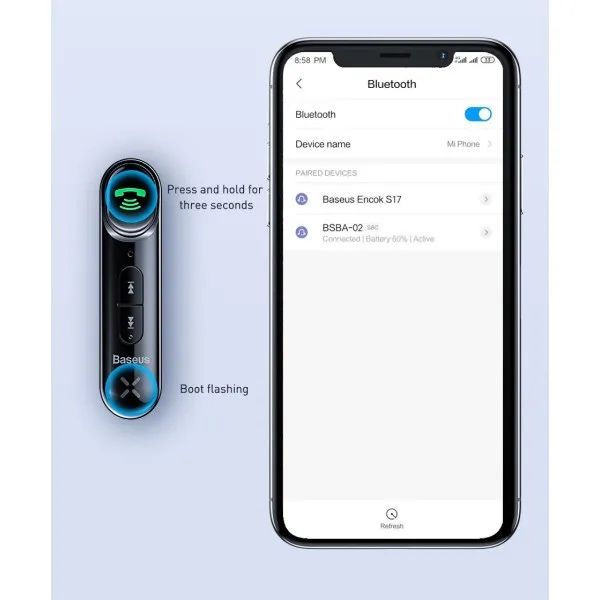 Bluetooth AUX адаптер Baseus Qiyin Car Bluetooth Receiver | Оригінал
