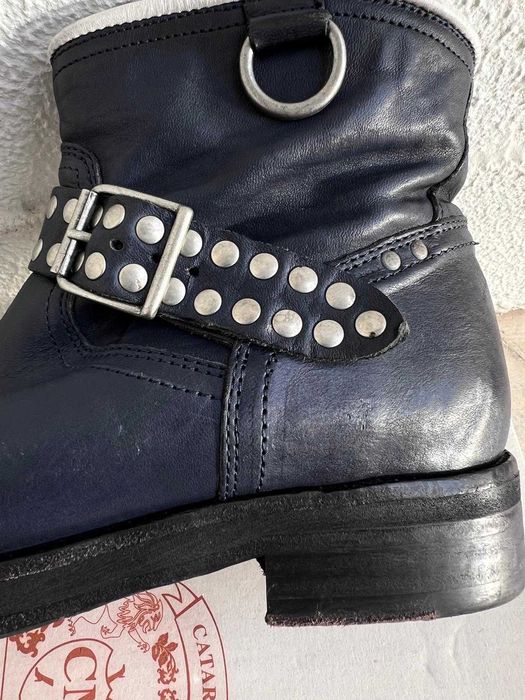 Botins azuis em pele Catarina Martins Shoes