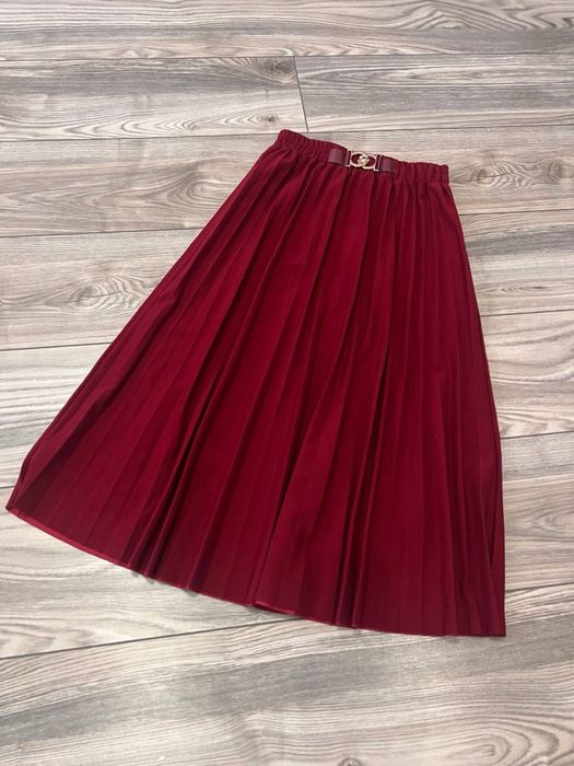 Юбка бордова плісе