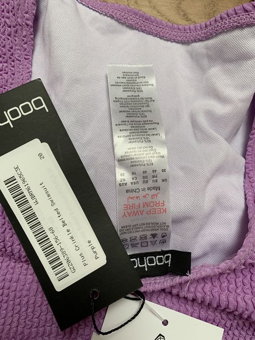 Liliowy prążkowany kostium kąpielowy plus size 46/48