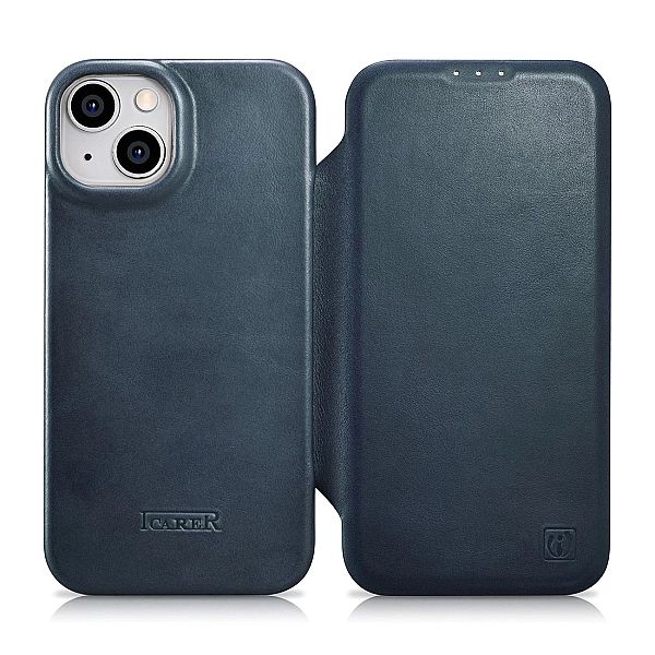 iCarer CE Oil Wax Premium Leather Folio Case skórzane etui iPhone 14 P