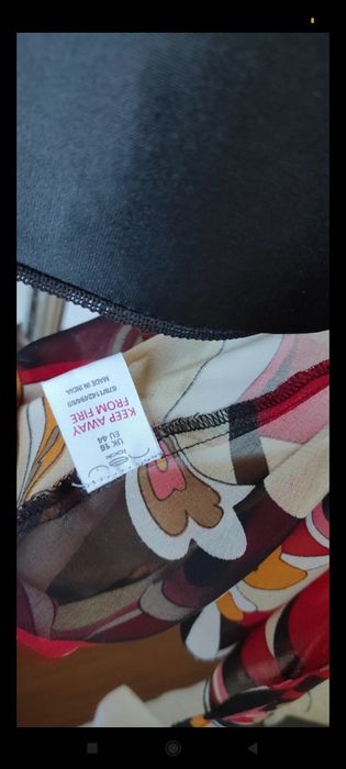 Wzorzysta kopertowa sukienka tunika mgiełka lato