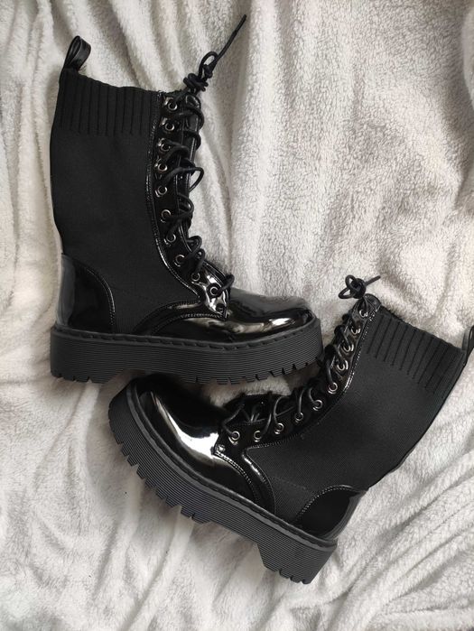 Czarne botki Workery Skarpetowe 38 Seastar