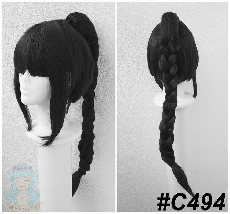 Czarna peruka z warkoczem Shadowheart Baldur's Gate cosplay wig