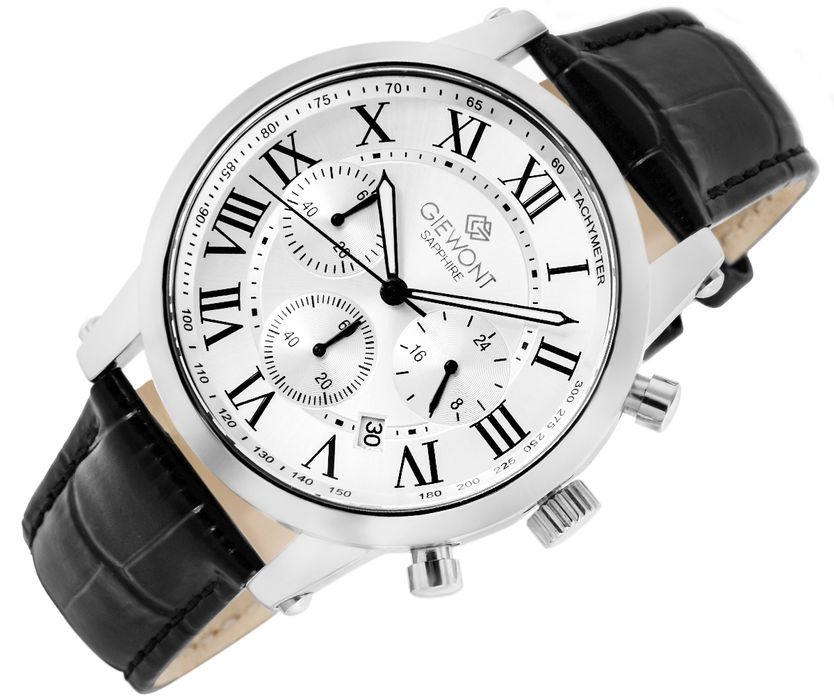 zegarek męski giewont chronograph sapphire srebrny gw6260-a1