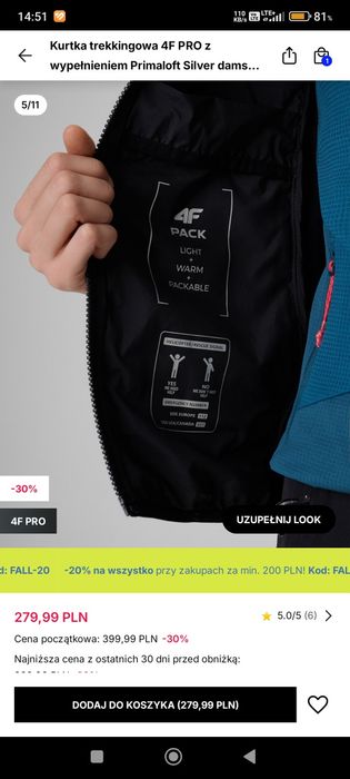 Kurtka trekkingowa 4f pro