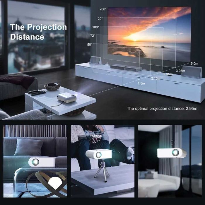 6000-Lumen LED Projector + Built-in WiFi + 80" Free Screen / 1080P64729506260866122