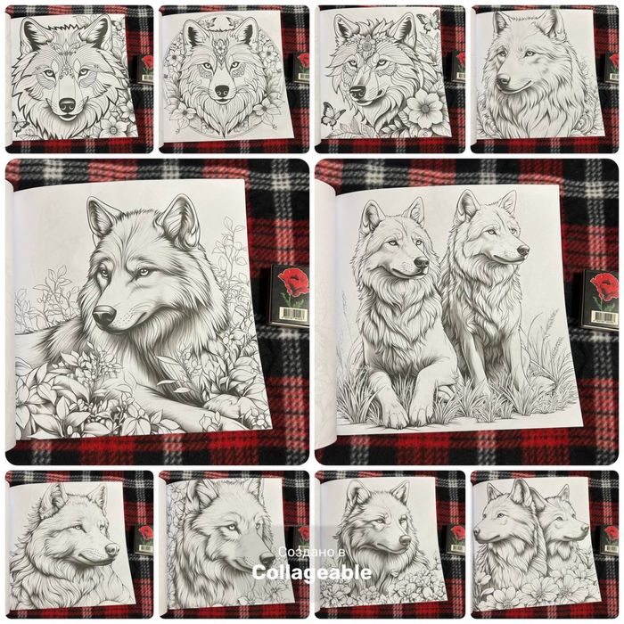 Наклейки тварин, монстрів, тематика Хеловін, размальовка з вовками