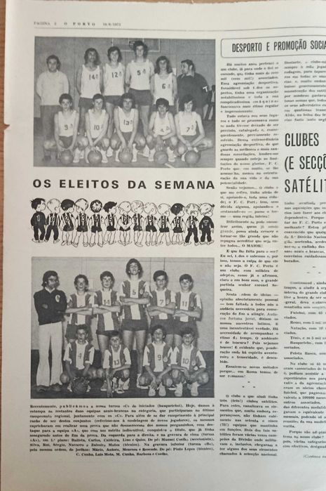 F.C.Porto - campeão de voleibol, entrevista a Celso - jornal O Porto de junho de 1973