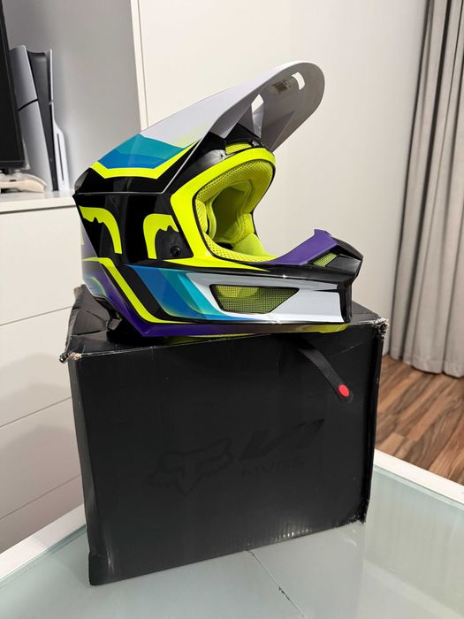 Kask FOX V1 Tro Fluo Aqua MX (cross,quad,enduro,mtb) GWARANCJA