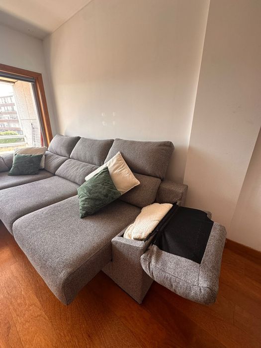 Sofá cinza c/ chaise longe  OK SOFAS