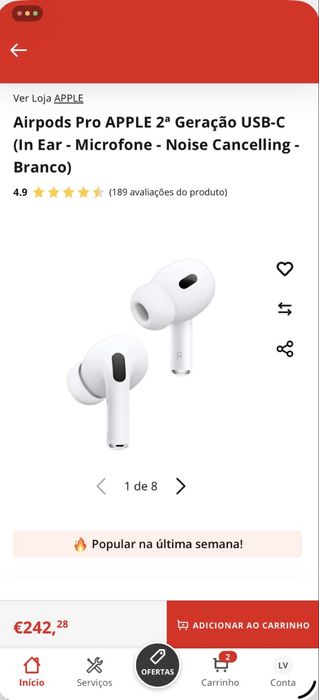 Apple Airpods Pro 2 - preço 24h